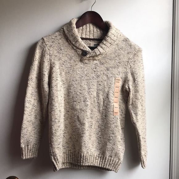 Urban Pipeline NWT Boy’s mock Neck Sweater Cream Heathered Cotton Blend sz Med - Picture 1 of 9